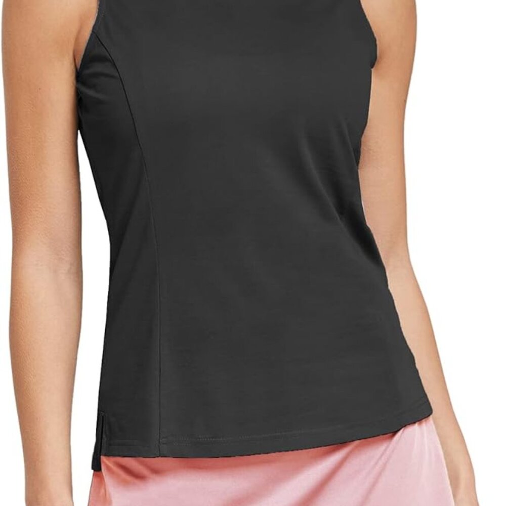 Ogeenier Women's Black Sleeveless Golf Polo | Size L